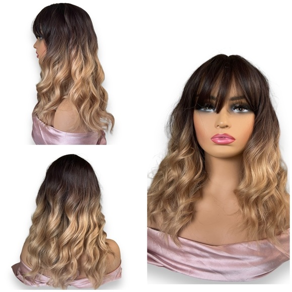 16 Inch ombre Brown To Honey Blonde wave Short Wig for Daily Use Natural… - Picture 2 of 10